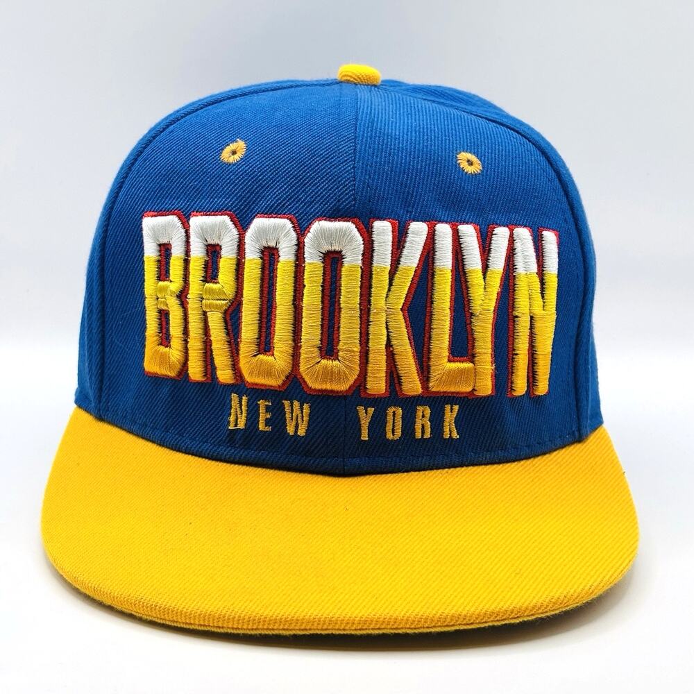Brooklyn SnapBack hat cap snap back yellow blue New York Ny